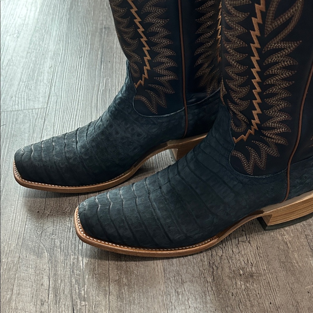 Cowboy Boots Exotic Caiman Men's Navy Cowboy Boots